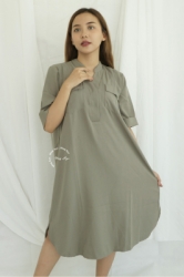 MAMA HAMIL Dress Baju Hamil Menyusui Kancing Terbaru Polos Modis Elegan Cantik Casual Formal Anneth   DRO 1007 24  large